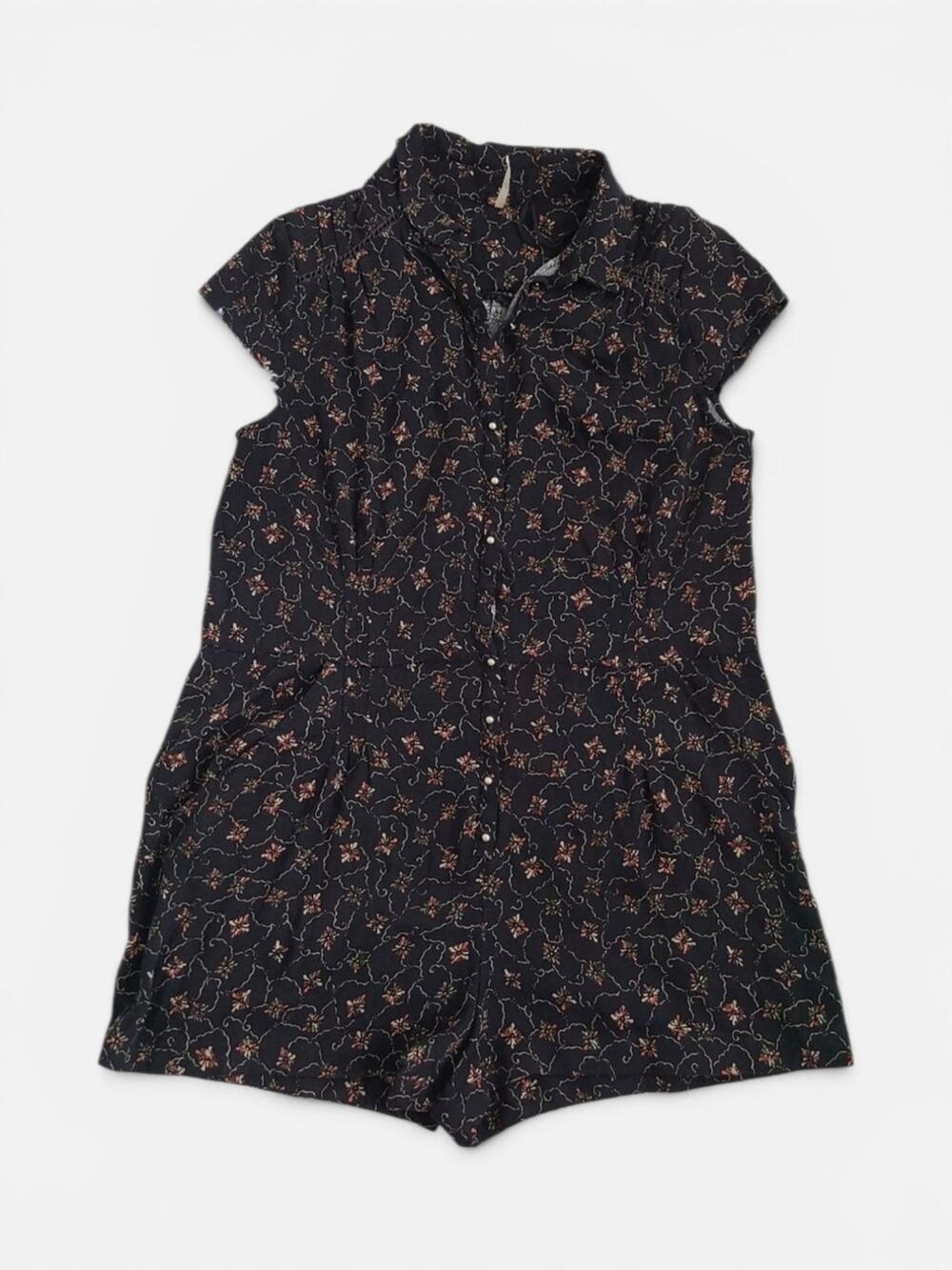 Free People Debbie Dot Floral Cottage Button Up Romper